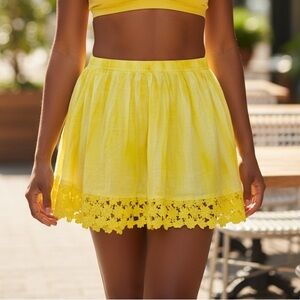 Raga Anthropologie Crochet Daisy Hem Tie Dye Boho Mini Skirt